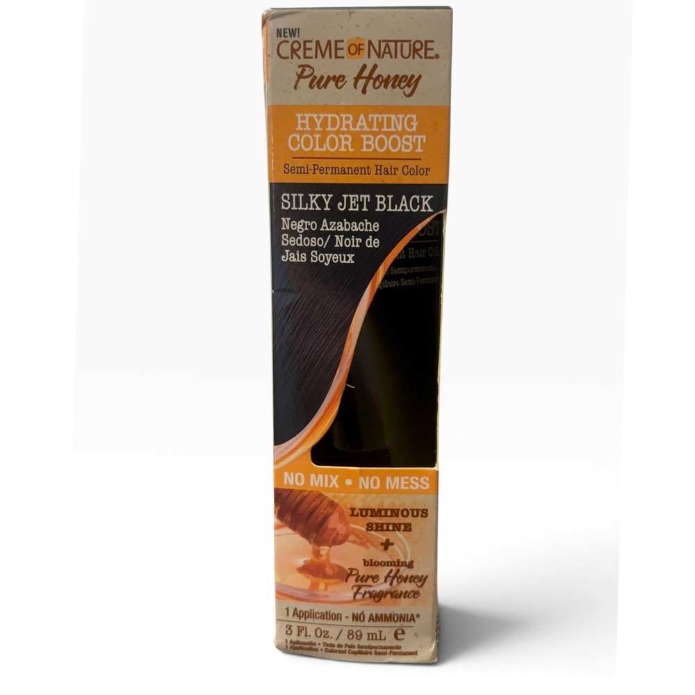 Creme of Nature Pure Honey Hydrating Color Boost Silky Jet Black Hair Color 3oz